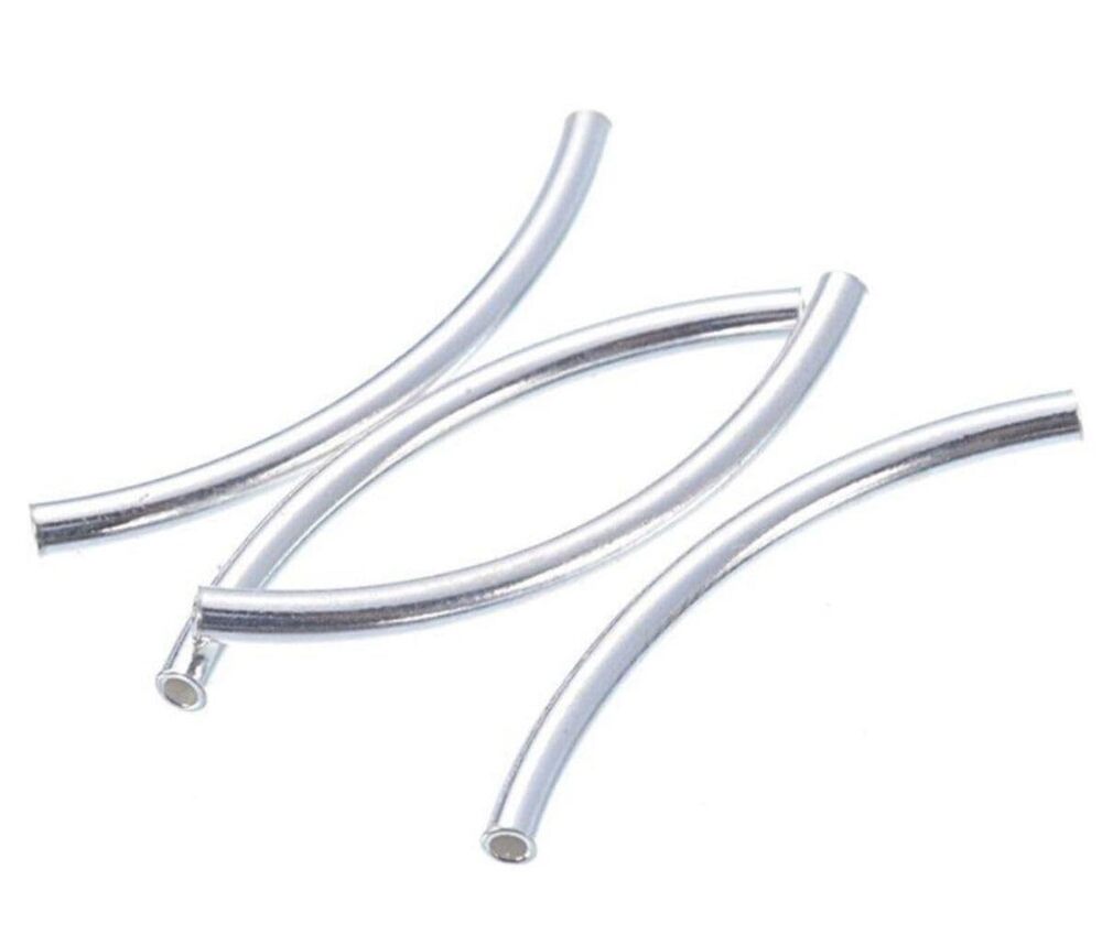 2889 30pcs Adabele Authentic 925 Sterling Silver Curved Noodle Tube Loose
